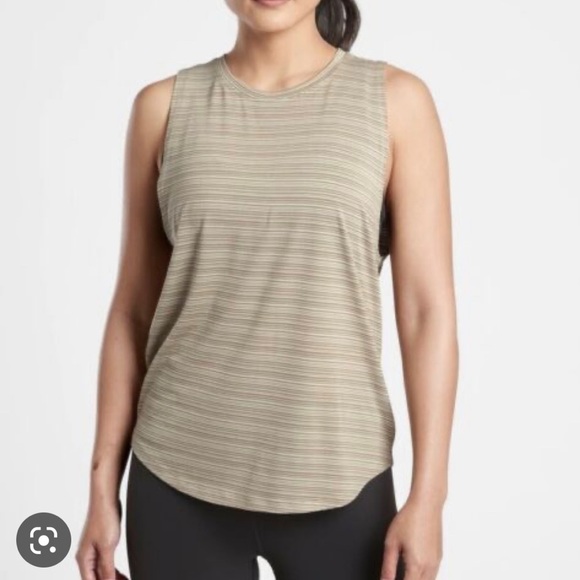 Athleta Tops - ATHLETA, New, Cloudlight Women's Modal Muscle Tank in Striped Olive, XS NWT